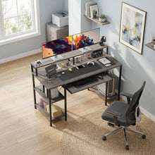 Load image into Gallery viewer, Tyler 120cm Computer Desk with Bookshelf - Grey Oak