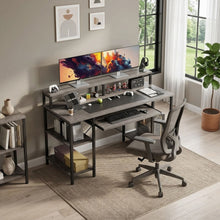 Load image into Gallery viewer, Tyler 120cm Computer Desk with Bookshelf - Grey Oak