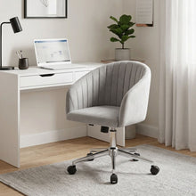 Load image into Gallery viewer, Morgan Velvet Office Chair - Light Grey