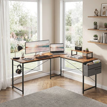 Load image into Gallery viewer, Felix Computer Corner Desk with Storage Bag - Rustic Brown