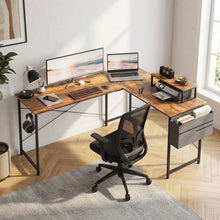 Load image into Gallery viewer, Felix Computer Corner Desk with Storage Bag - Rustic Brown