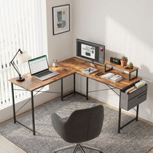 Load image into Gallery viewer, Felix Computer Corner Desk with Storage Bag - Rustic Brown
