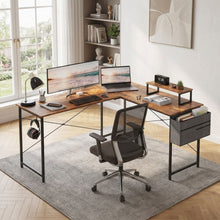 Load image into Gallery viewer, Felix Computer Corner Desk with Storage Bag - Rustic Brown