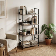 Load image into Gallery viewer, Towai 4 Tier Storage Shelf - Grey Oak + Black