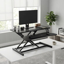 Load image into Gallery viewer, Sit-Stand Desk Converter with Keyboard Tray - Black