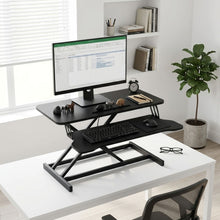 Load image into Gallery viewer, Sit-Stand Desk Converter with Keyboard Tray - Black