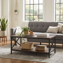 Load image into Gallery viewer, Chad Rectangle Coffee Table - Rustic Brown + Black