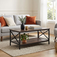 Load image into Gallery viewer, Chad Rectangle Coffee Table - Rustic Brown + Black