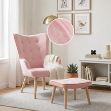 Load image into Gallery viewer, Olivia Velvet Armchair with Ottoman - Pink