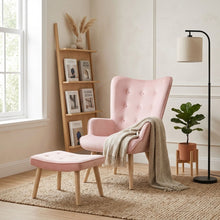 Load image into Gallery viewer, Olivia Velvet Armchair with Ottoman - Pink