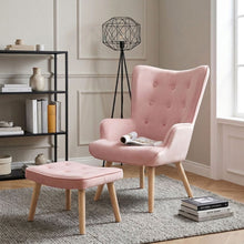 Load image into Gallery viewer, Olivia Velvet Armchair with Ottoman - Pink