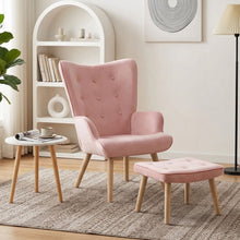 Load image into Gallery viewer, Olivia Velvet Armchair with Ottoman - Pink