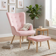 Load image into Gallery viewer, Olivia Velvet Armchair with Ottoman - Pink
