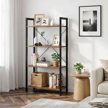 Load image into Gallery viewer, Poroti 4 Tier Bookshelf Storage Shelf - Rustic Brown