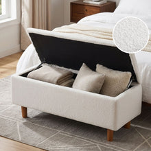 Load image into Gallery viewer, Theodore Boucle Storage Ottoman Bench - White