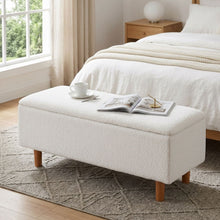 Load image into Gallery viewer, Theodore Boucle Storage Ottoman Bench - White
