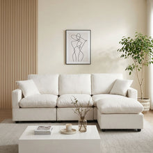 Load image into Gallery viewer, Hexham 3 Seater Modular Sofa with Ottoman - Linen Cream