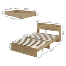 Load image into Gallery viewer, Elda King Single Bed Frame with USB Port &amp; Drawers - Natural
