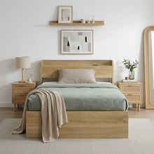 Load image into Gallery viewer, Elda King Single Bed Frame with USB Port &amp; Drawers - Natural