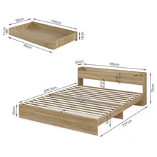 Load image into Gallery viewer, Elda Super King Bed Frame with USB Port &amp; Drawers - Natural