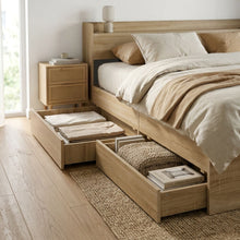Load image into Gallery viewer, Elda Super King Bed Frame with USB Port &amp; Drawers - Natural