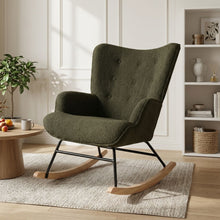 Load image into Gallery viewer, Ava Boucle Rocking Armchair - Dark Green