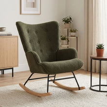 Load image into Gallery viewer, Ava Boucle Rocking Armchair - Dark Green