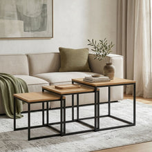 Load image into Gallery viewer, Trio 3 Piece Nesting Coffee Table Set - Oak