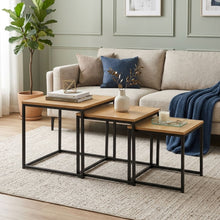Load image into Gallery viewer, Trio 3 Piece Nesting Coffee Table Set - Oak