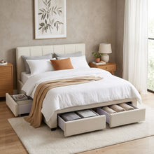 Load image into Gallery viewer, Charlotte Double Bed Frame with 4 Drawers - Beige