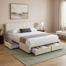 Load image into Gallery viewer, Charlotte Queen Bed Frame with 4 Drawers - Beige