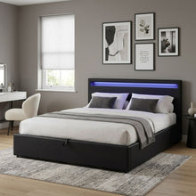 Load image into Gallery viewer, Glimora PU Queen Gas Lift Storage Bed Frame - Black