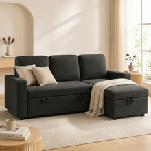 Load image into Gallery viewer, Amy 3 Seater Sofa Bed with Storage - Black