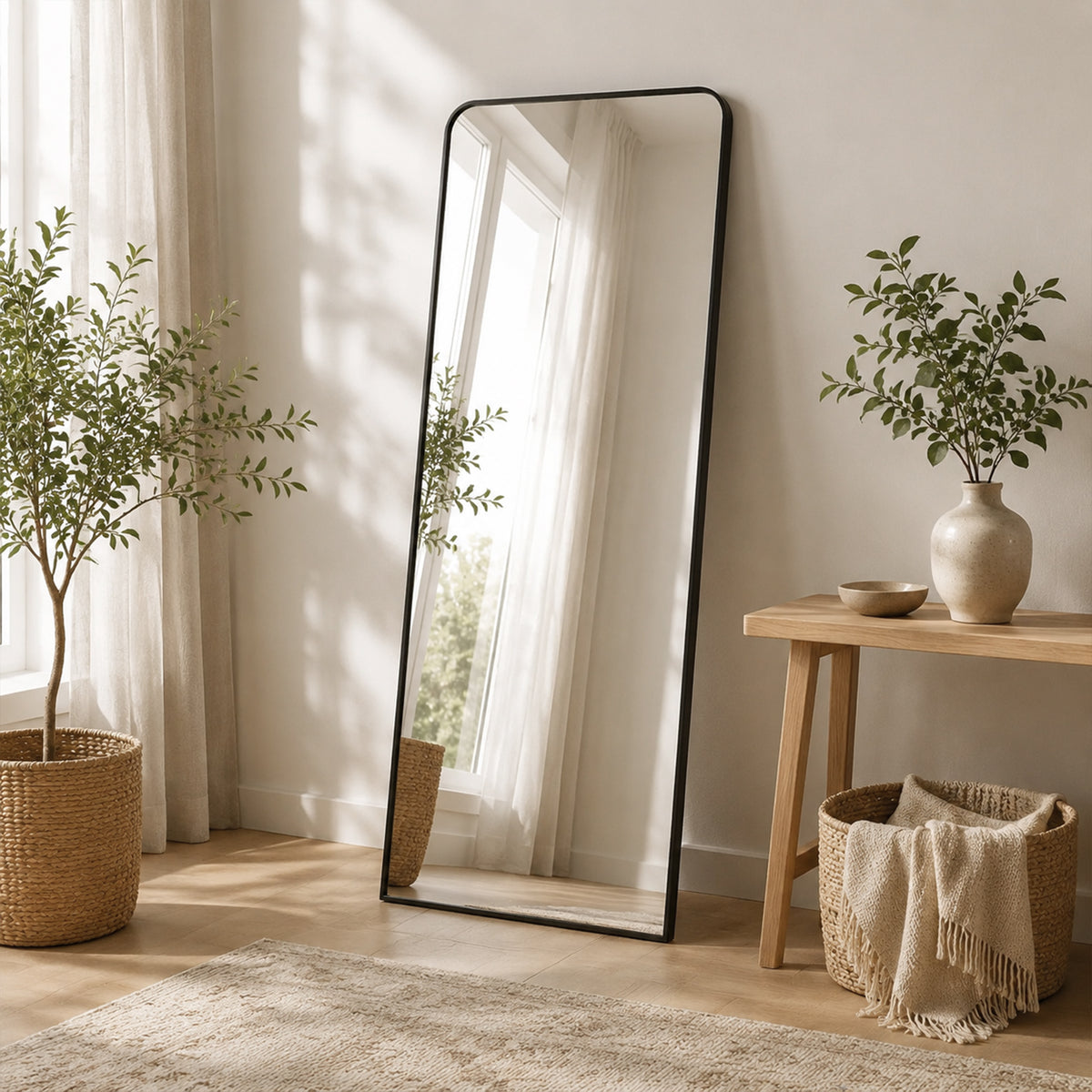 Frame Full Length Metal Wall Mirror - Black