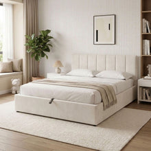 Load image into Gallery viewer, Penelope Queen Gas Lift Velvet Bed Frame - Beige
