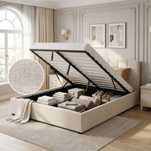 Load image into Gallery viewer, Penelope Queen Gas Lift Bed Frame - Linen Beige
