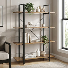 Load image into Gallery viewer, Forge 4-Tier Bookshelf - Rustic Brown