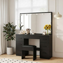 Load image into Gallery viewer, 24287-lisianthus-2-piece-dressing-table-with-mirror-stool-set-black-2606051