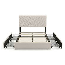 Load image into Gallery viewer, Elara Double Bed Frame with 4 Drawers - Beige