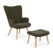 Load image into Gallery viewer, lt11077-emma-armchair-with-ottoman-dark-green-2605217