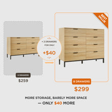 Load image into Gallery viewer, 22268-ocala-low-boy-8-drawer-chest-dresser-oak-2606111