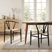 Load image into Gallery viewer, 23920-winter-rope-seat-dining-chair-wishbone-chair-replica-set-of-2-black-2606157