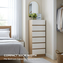 Load image into Gallery viewer, 22200-harris-6-drawers-slim-tallboy-oak-white-2606163