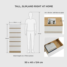 Load image into Gallery viewer, 22200-harris-6-drawers-slim-tallboy-oak-white-2606161
