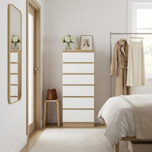 Load image into Gallery viewer, 22200-harris-6-drawers-slim-tallboy-oak-white-2606167
