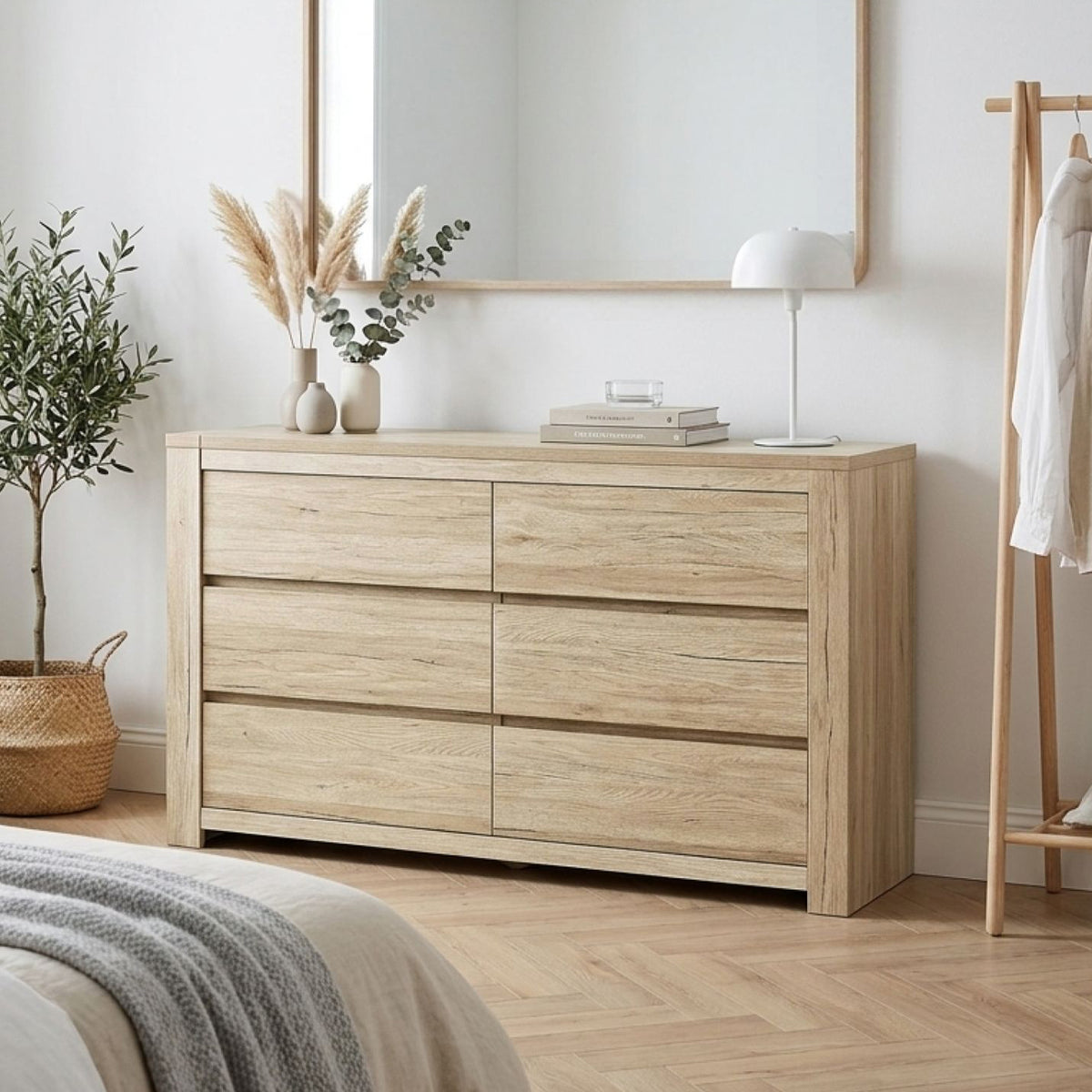 Borneo 6 Drawers Lowboy - Oak