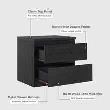 Load image into Gallery viewer, Tongass Wooden Bedside Table - Black