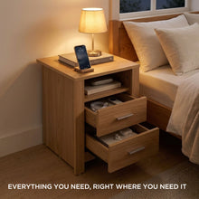 Load image into Gallery viewer, Olsen 2 Drawer Bedside Table - Oak