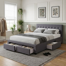 Load image into Gallery viewer, Eleanor Double Bed Frame with 4 Drawers - Dark Grey