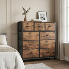 Load image into Gallery viewer, lt10262-madilyn-9-drawer-fabric-tallboy-rustic-brown-2606181